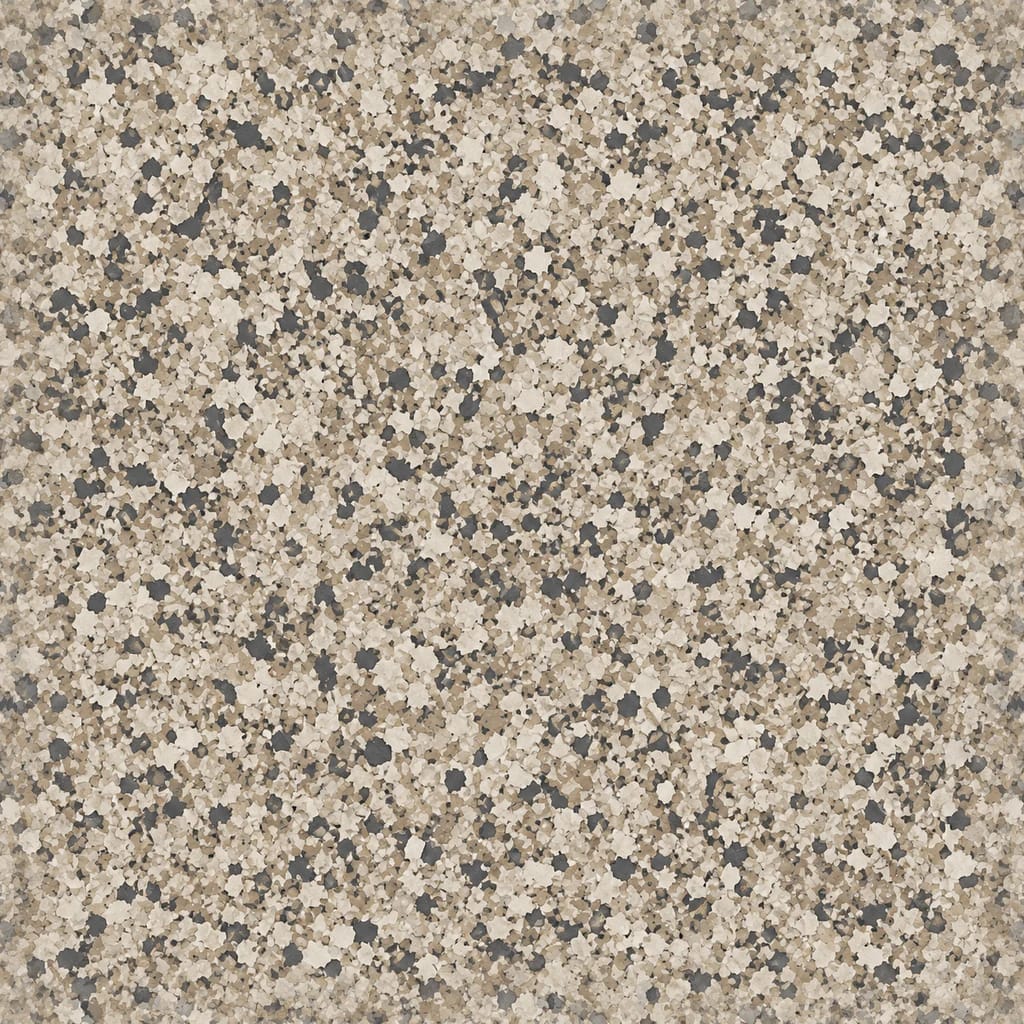 AI design concept: Tan Flake close-up showing warm tan, cream and stone-grey decorative flakes; not a supplier colour swatch